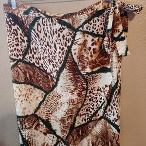 Boohoo animal print tie wrap skirt US 18